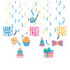 Blue Panda 30 Pack Happy Birthday Swirl Decorations, Hanging Party Streamers, 35-38"