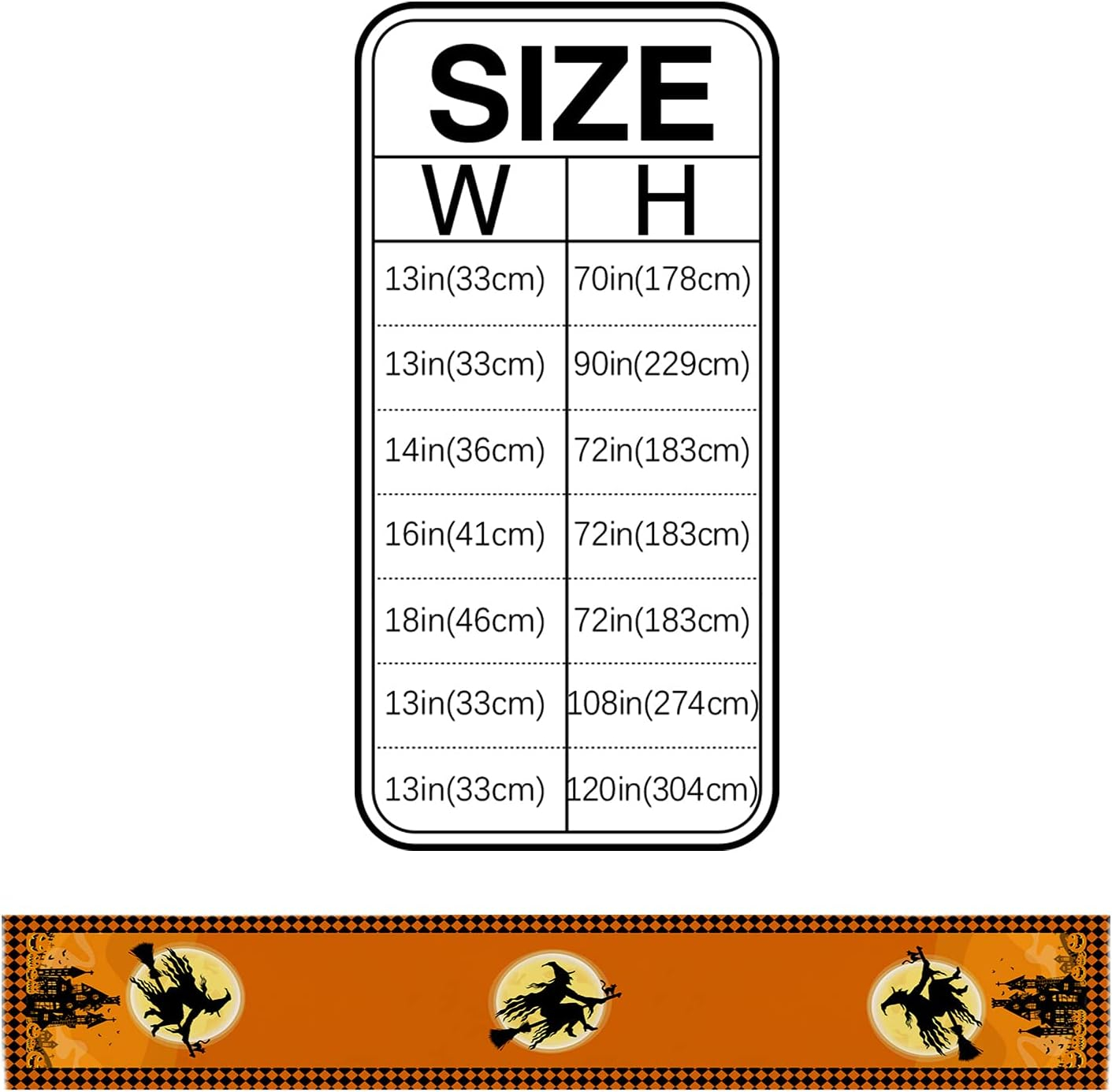 Halloween Flying Witch Cotten Linen Table Runner 13x108inch,Haunted House Non-Slip Burlap Table Cloth Runners for Family Dinner, Wedding, Banquet, Party, Creepy Movie Night Decorations, Full Moon - Image 7